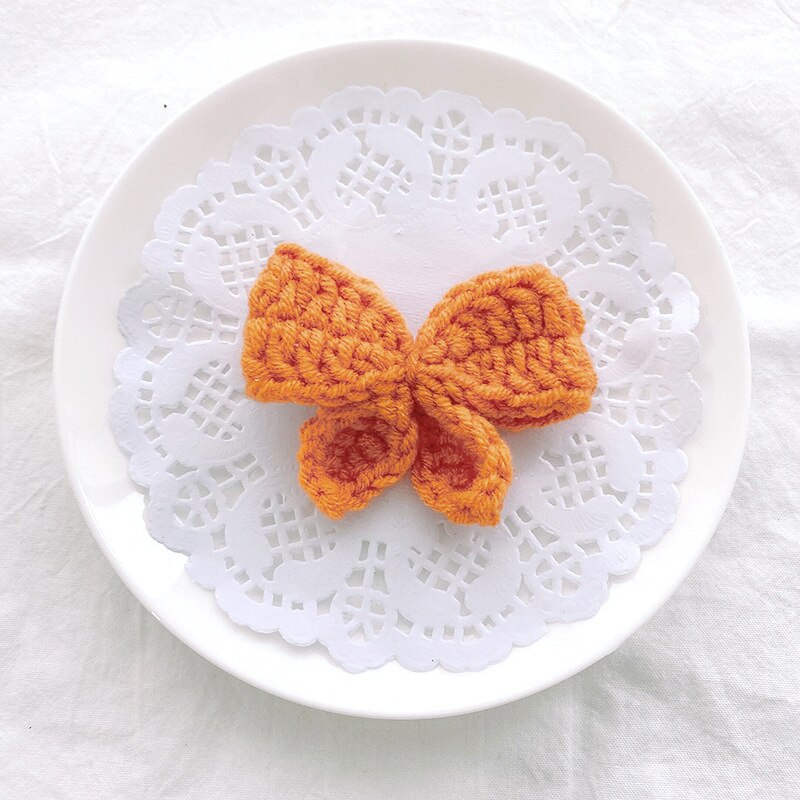 Horquillas con lazo de flores para bebé, pinzas para el pelo de lana tejidas a mano, accesorios para el cabello de niña pequeña, accesorios para el invierno: 8