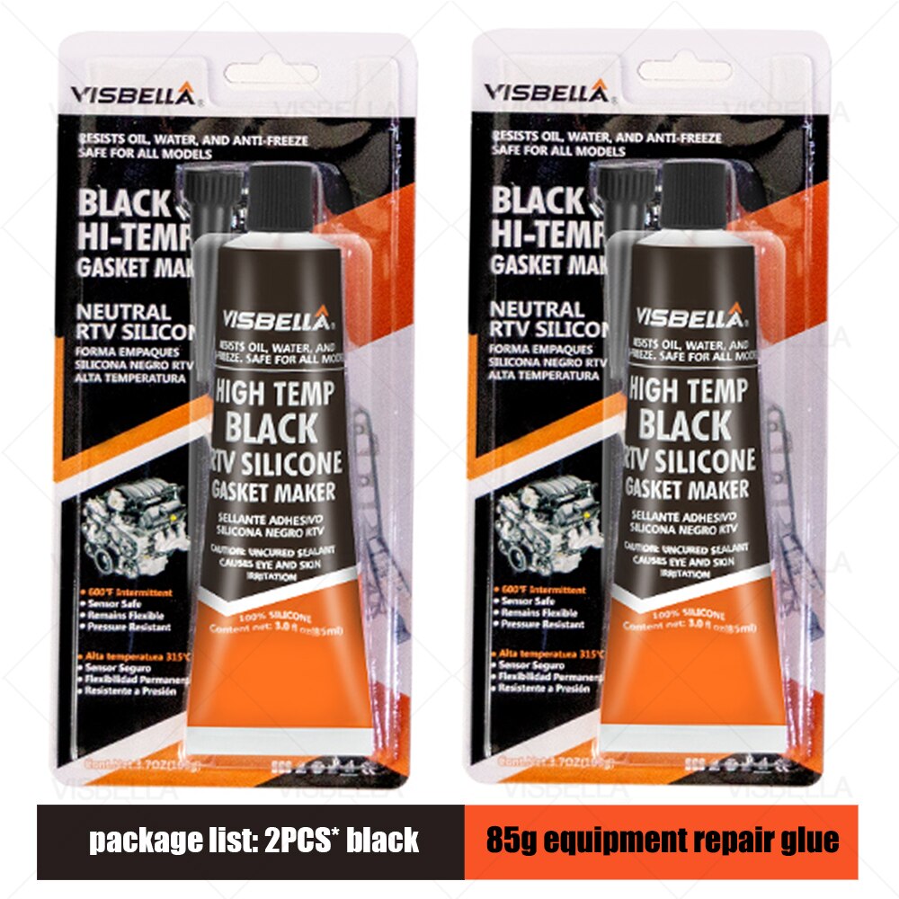 VISBELLA 85g RTV Silikon Industrielle Starken Klebstoff Hohe Temperatur Silizium-dichtstoff Gummi Dichtung Hersteller Elektrische Reparatur Kleber: Schwarz 2Stck