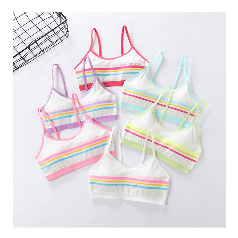 Crop Top For Girls Underwear Bra Cotton Clothes Kids Soft Cartoon Vest Children's Tank Tops For Teens Camisole Students