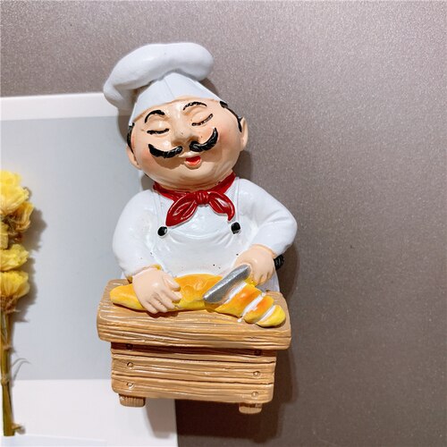 European-style chef chef boy girl bread fruit cartoon cute resin magnetic refrigerator sticker magnet: Purple