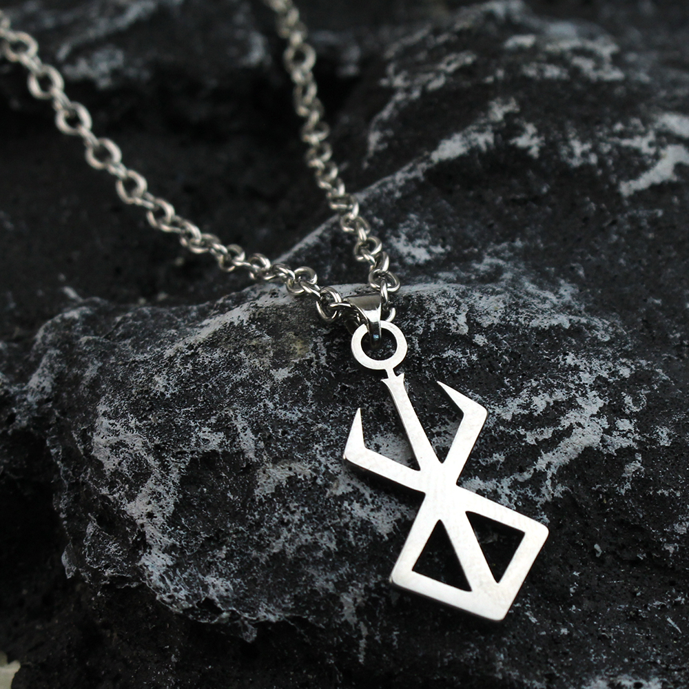 Berserker rune symbol halskæde nordisk logo stål emblem nordisk amulet talisman tegn halskæde smykker: Brun