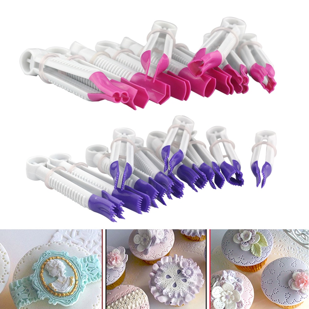2 soorten fondant Embossing cake decorating gereedschap multifunctionele kant clip bakken tools voor gebak gebak fondant cutter