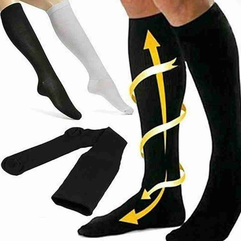 Chaussettes à Compression pour soulager les varices, bas de Compression pour les genoux, unisexe, couleur, cuisses hautes, chaussettes longues en Nylon,