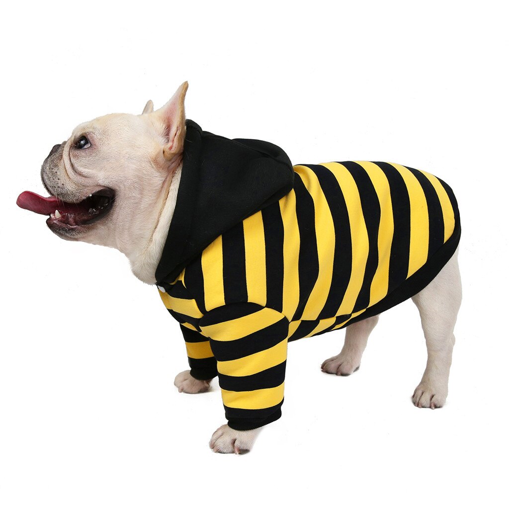 Franse Bulldog Hond Kleding Warme Katoen Hond Hoodies Puppy Streep Jas Kleine Medium Twee-Legged Herfst Winter Huisdier Kostuum kleding