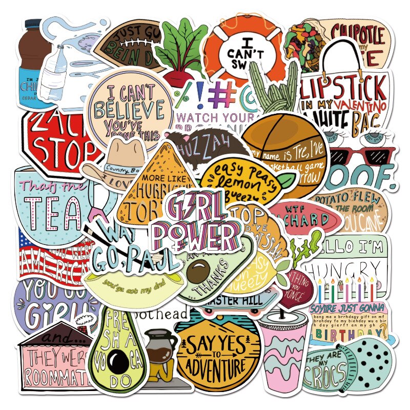 50pcs Motivational Phrases Stickers Inspirational Life Quotes Waterproof DIY Laptop Study Room Scrapbooking Graffiti Stickers: No4 50pcs