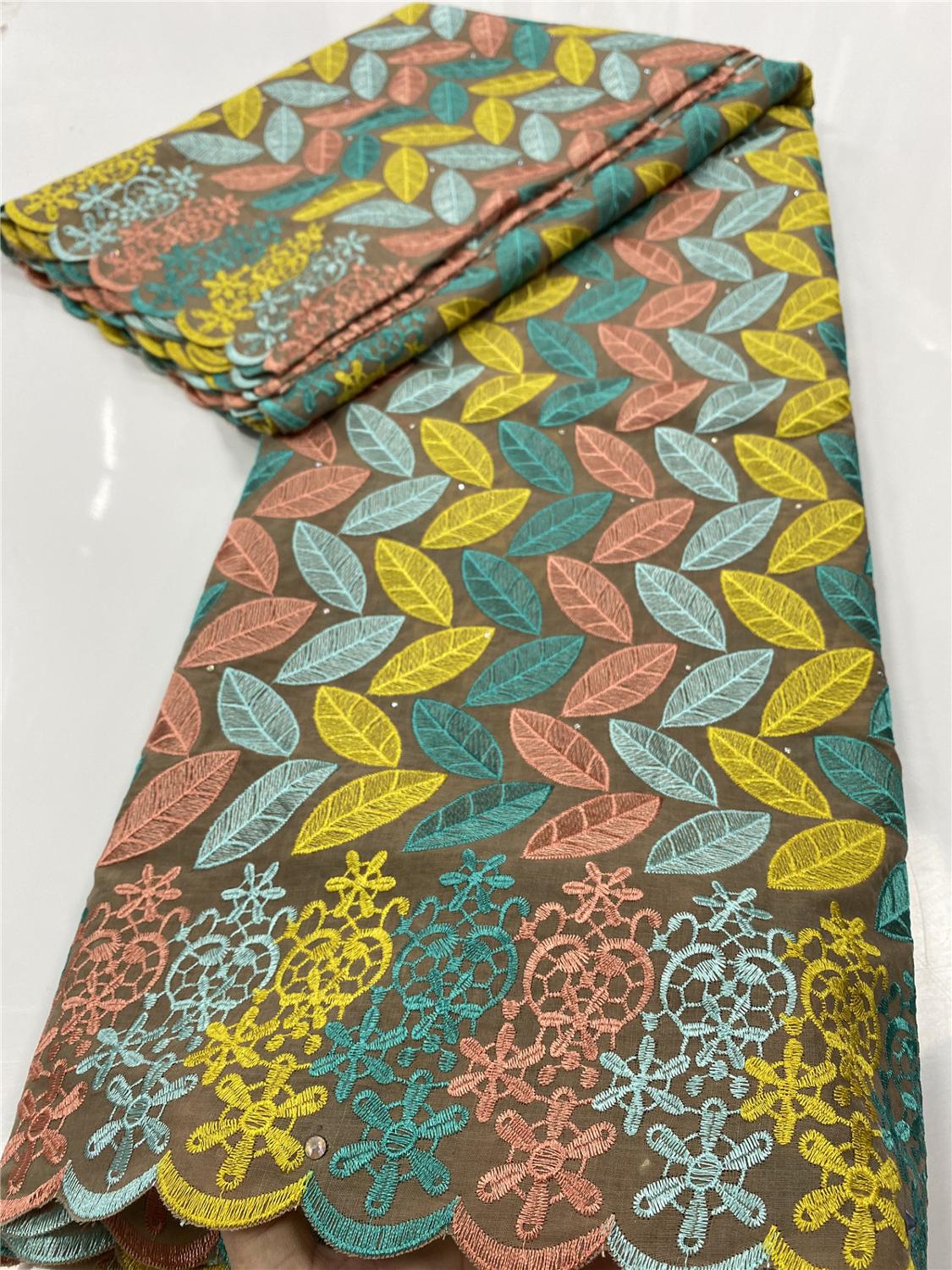 Tessuto africano del Merletto A Secco 2020 di Alta Qualità Nigeriano Tessuti di Pizzo di Cotone Svizzero Del Merletto Del voilà in Svizzera per Il Vestito Delle Donne YA3462B-2: immagine 8