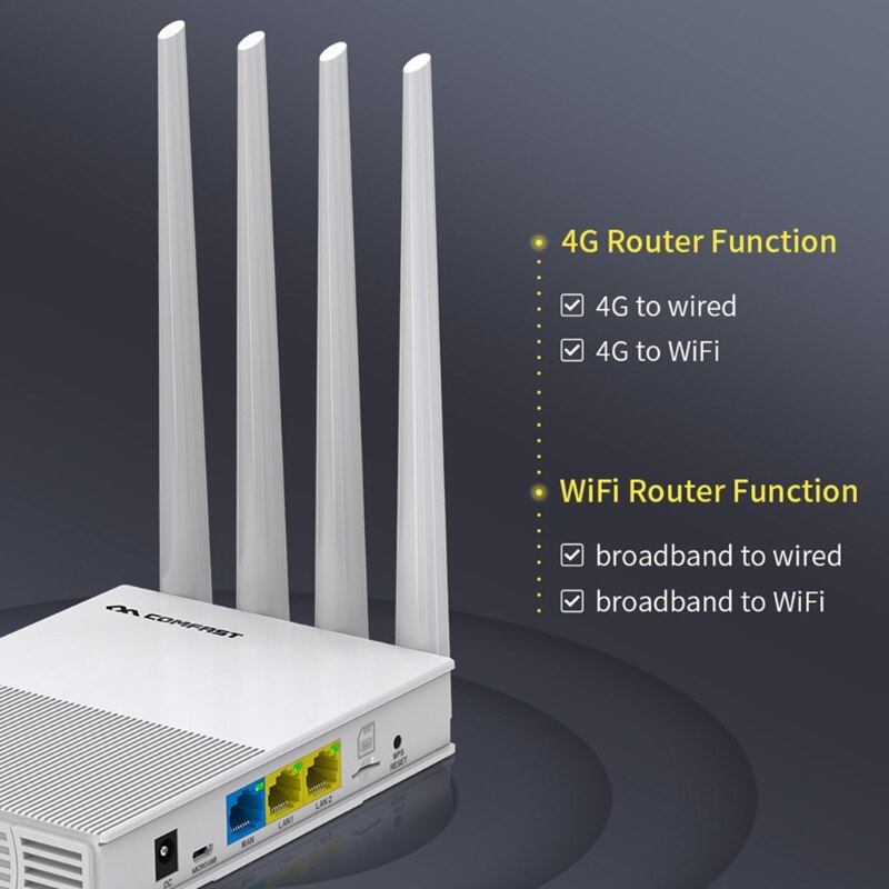 Comfast  e3 4g lte 2.4 ghz langaton reititin 4 antennia sim-kortin langaton extender 35ea
