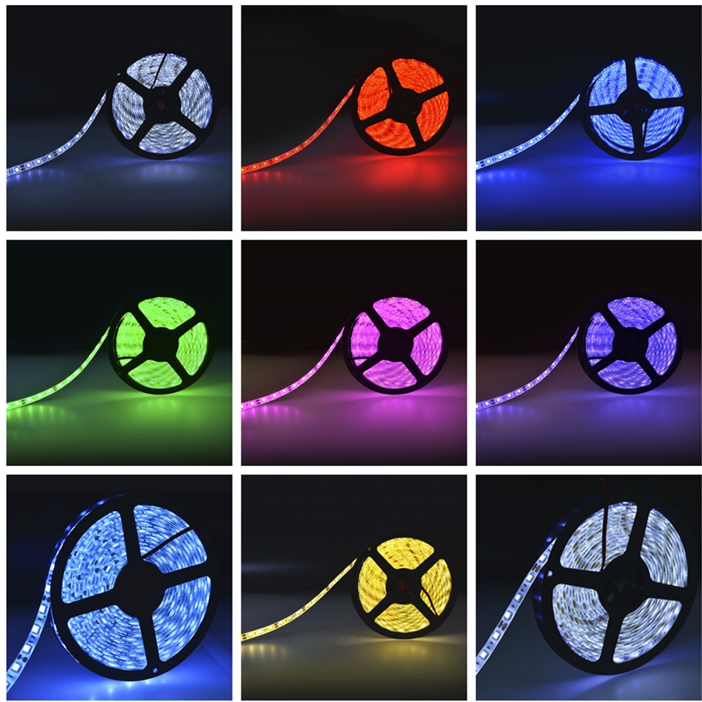 DC 12V 5M Waterproof LED Strip SMD5050 5050 RGB 60LEDs/M Flexible Light 5050 LED Strip RGB White/Warm White/Pink/Blue/Green/Red