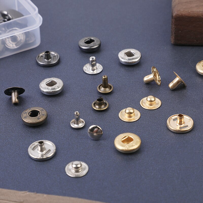 KAOBUY Leather Snap Fasteners Kit Metal Button Snaps Press Studs 4 Installation Tools Leather Snaps for Clothes