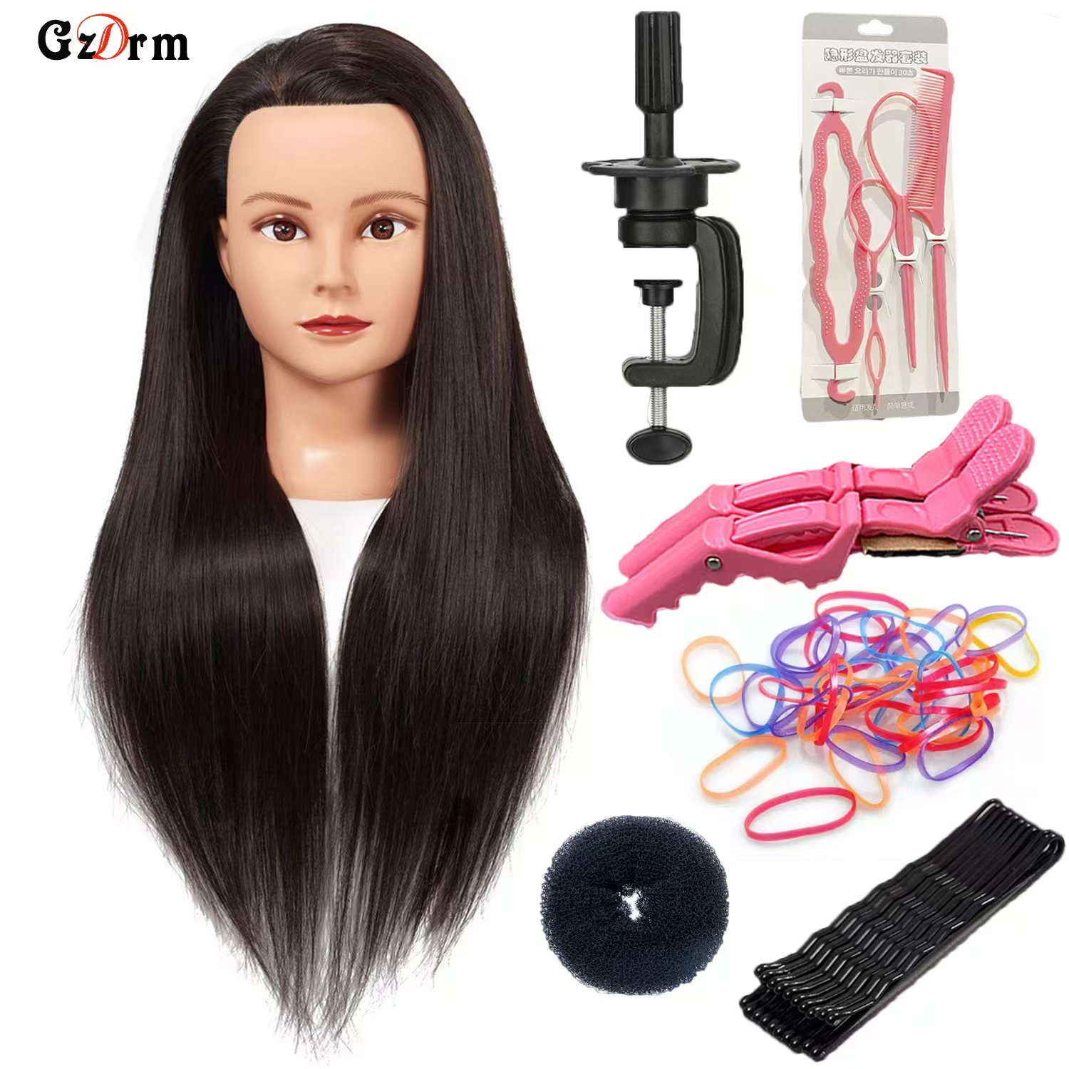 Cabeza de maniquí, cabeza de entrenamiento para peluquería trenzada, 100% de fibra de alta temperatura, maniquí femenino, cabeza de muñeca de entrenamiento