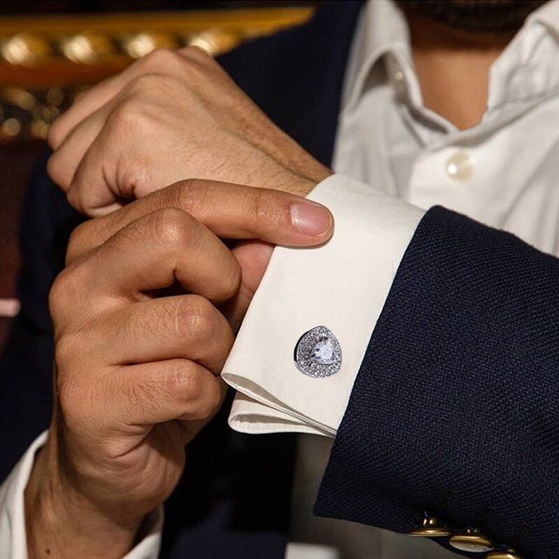 Men's Formal Dress Business Tie Clip Cufflink French Style Wedding Groom Jewelry Rhinestone Shirt Tie Clips Cuff Links
