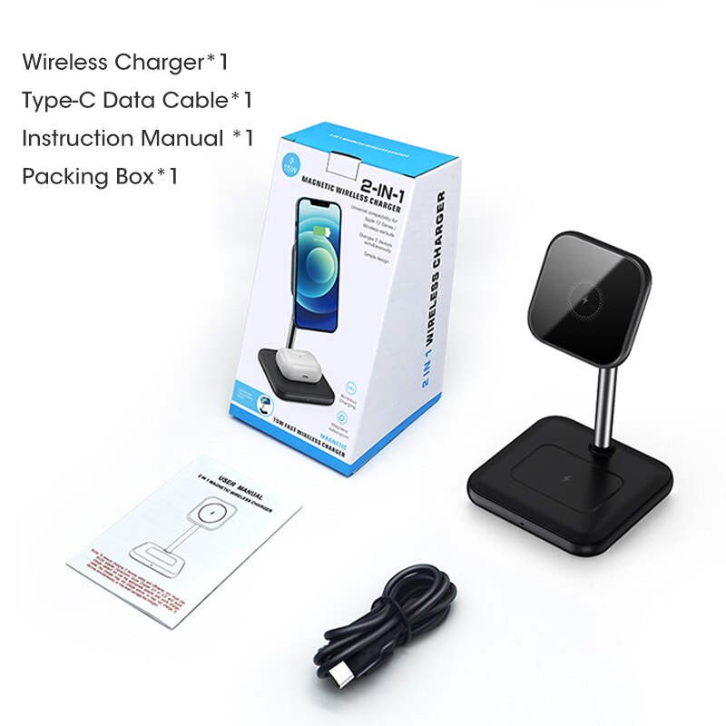 15W Magnetische Drahtlose Schnelle Ladegeräte Halfter für iPhone 12 13 Profi 2 in 1 Drahtlose Ladegerät Telefon Kopfhörer Uhr Ladung Niedrige Sitz: Allgemeinhin