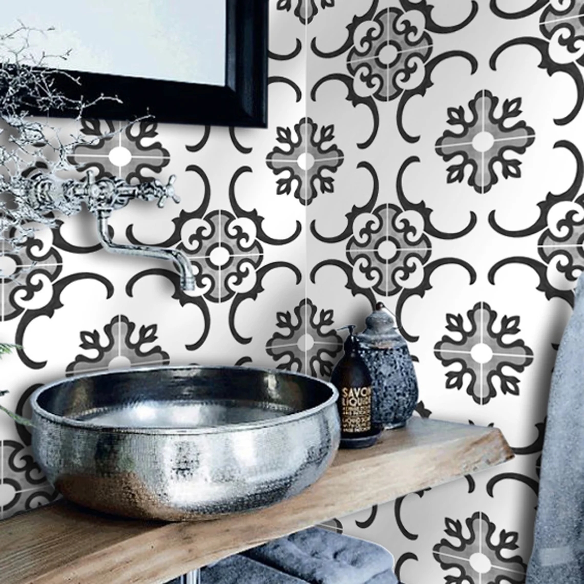 Removable self-adhesive Portuguese Tile 10 Sheets Peel and Stick Kitchen Backsplash Tile Backsplash Wall Tiles