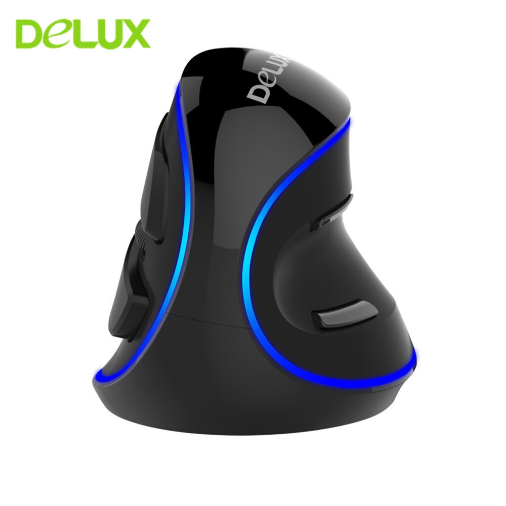 Delux M618 PLUS Ergonomics Vertical Gaming Wired Mouse 6 Buttons 4000 DPI Optical RGB Wireless Right Hand For PC Laptop: Wired Blue Light