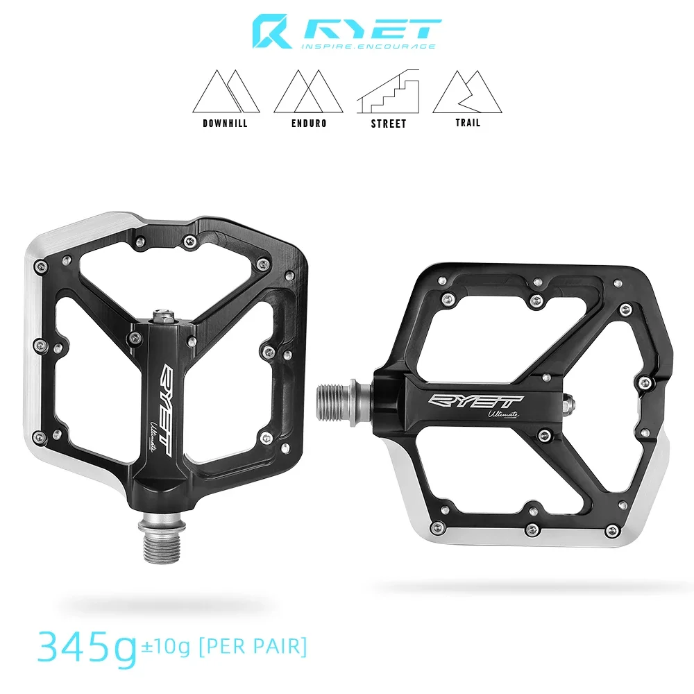 Pedali VTT RYET Piattaforma - Lega Ultraleggera - Cuscinetti DU Sigillati - Pedale Piatto Antiscivolo - 105x118x18mm