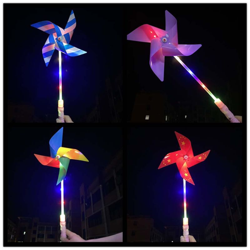 10 Pcs Glowing Plastic Windmill Pinwheel Wind Spinner Garden Lawn Party Decor