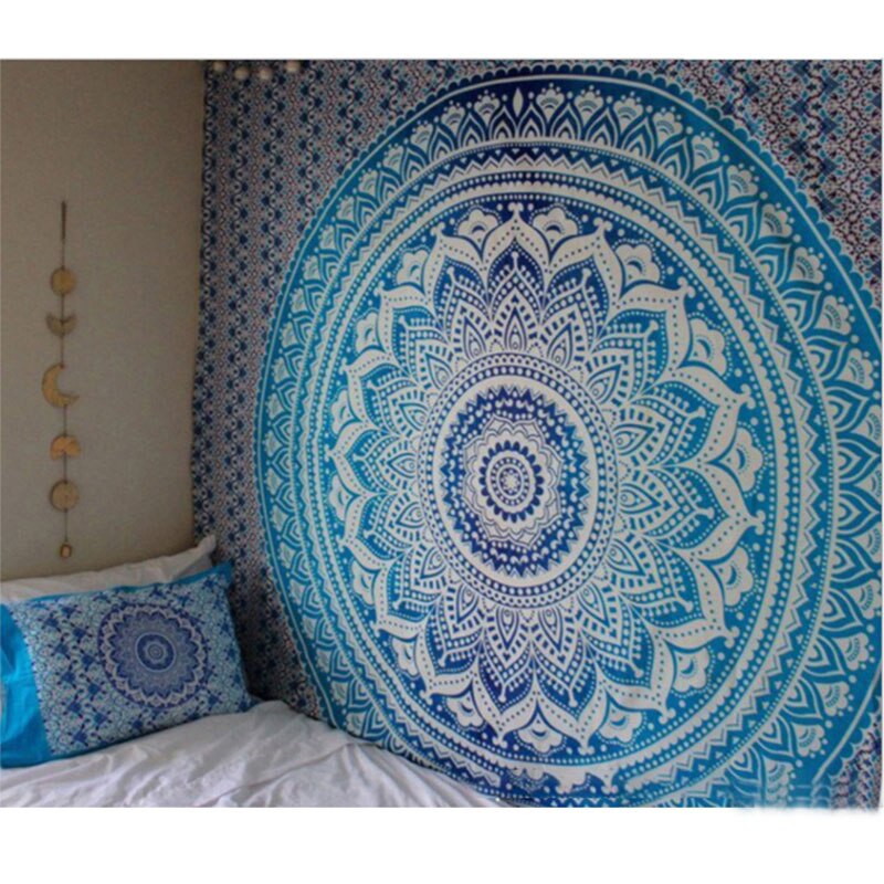 150*210cm Large Mandala Indian Beach Mat Polyester Thin Blanket Tapestry Wall Hanging Bohemian Yoga Shawl Mat Blankets: Brown