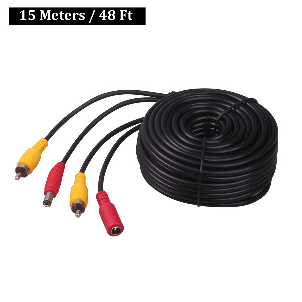 5 10 15 20 Meters DC Power RCA AV Video 12V 24V Extension Cable for Car Truck Bus Parking Home CCTV Camera: 15 Meters