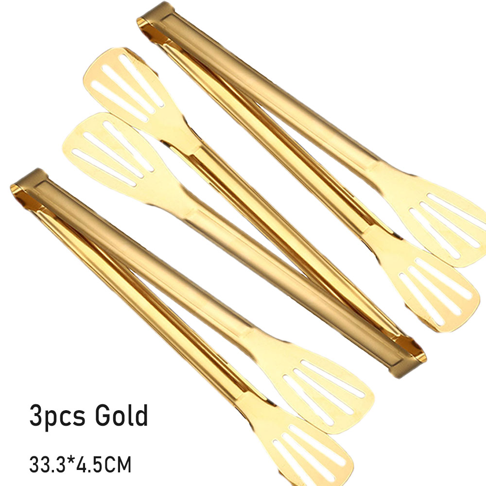 Roestvrij staal antislip voedselklem keukengerei buffet kookgereedschap broodclip accessoires voor desserts salades barbecue: Beige