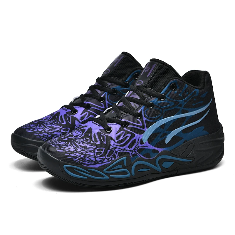 Basketballschuhe für Herren, Feldtraining, hoch oben, bequem, rutschfest, Sportschuhe, luxuriöse flache Schnür-Sneaker für Herren: Schwarz / 40
