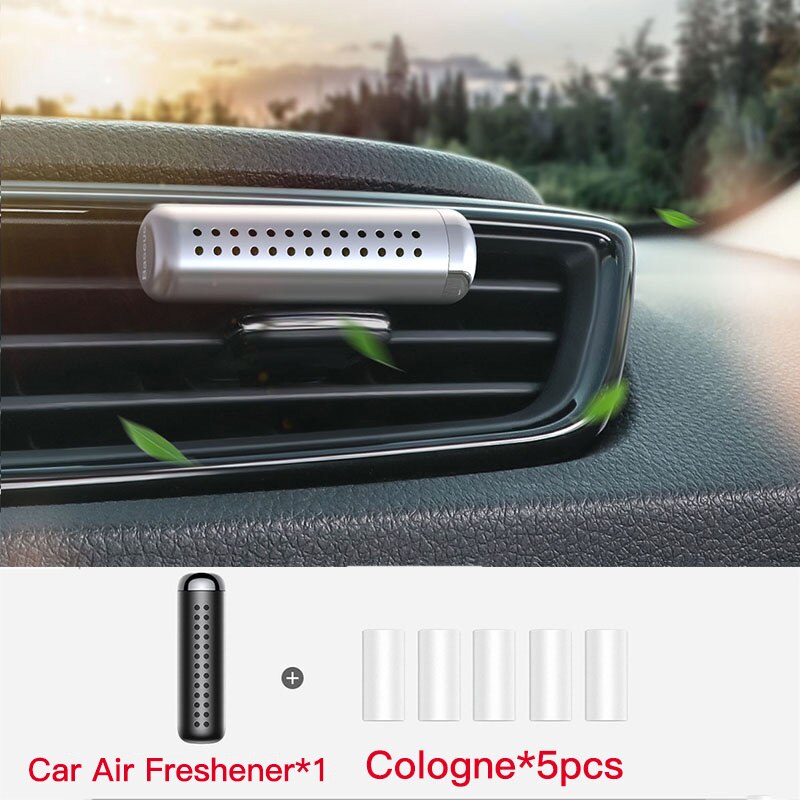 Baseus Mini Metalen Auto Luchtverfrisser Aromatherapie Voor Airconditioning Clip Auto Diffuser Schoon Effen Parfum Auto Outlet Luchtverfrisser: Silver