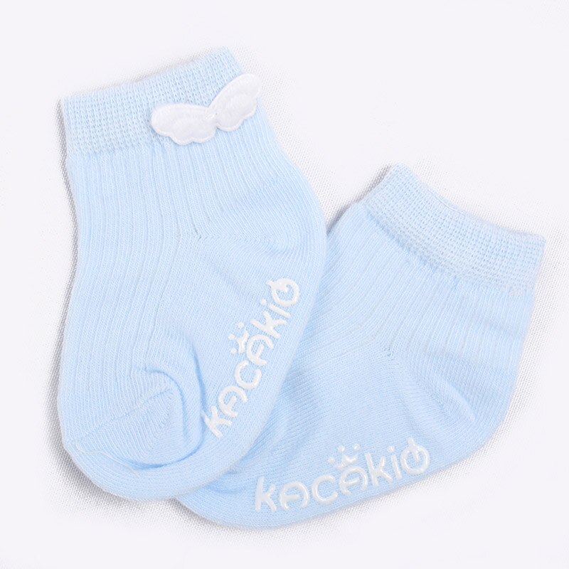 Spring Summer Soft Cotton Baby Socks Angel Wing Anti Slip Newborn Socks Infant Floor Socks Boy Girl 3-12 Months Recien Nacido: blue