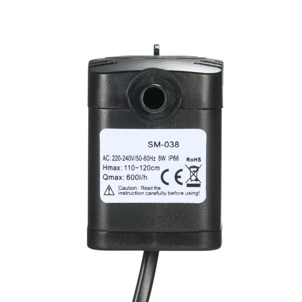AC 220-240V Water Pump Water Fountains Pump Filter Fish Pond Ultra-Quiet Submersible Pump for Aquarium Tank Fountain 600L/H 8W
