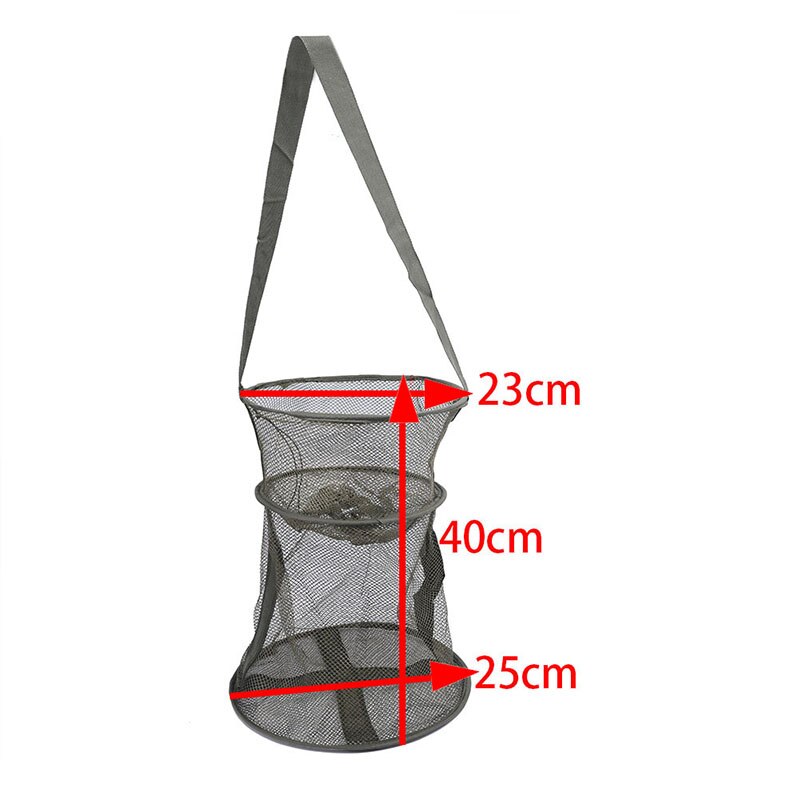 Network Fold Landing Net Portable Dark green Fishing Net Round Folding Fish Shrimp Mesh Cage Cast Net Fishing Trap: 25