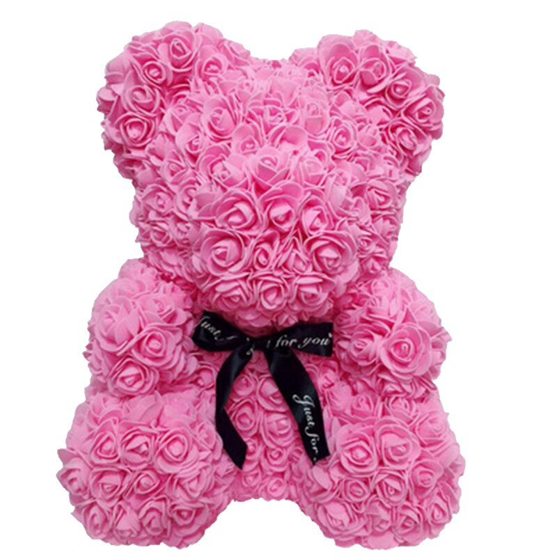 Diy 25 cm bamse rose bjørn med kasse kunstig pe blomst bjørn rose valentinsdag for kæreste kvinder kone mors dag: Lyserød 25cm ingen kasse