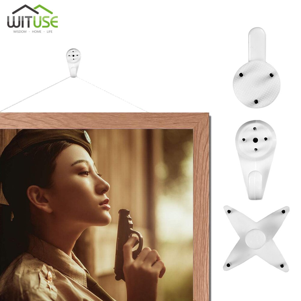 100pcs White Plastic Invisible Wall Mount Picture Photo Clock Frame Hook Hanger Seamless Needle Nail Home Decor