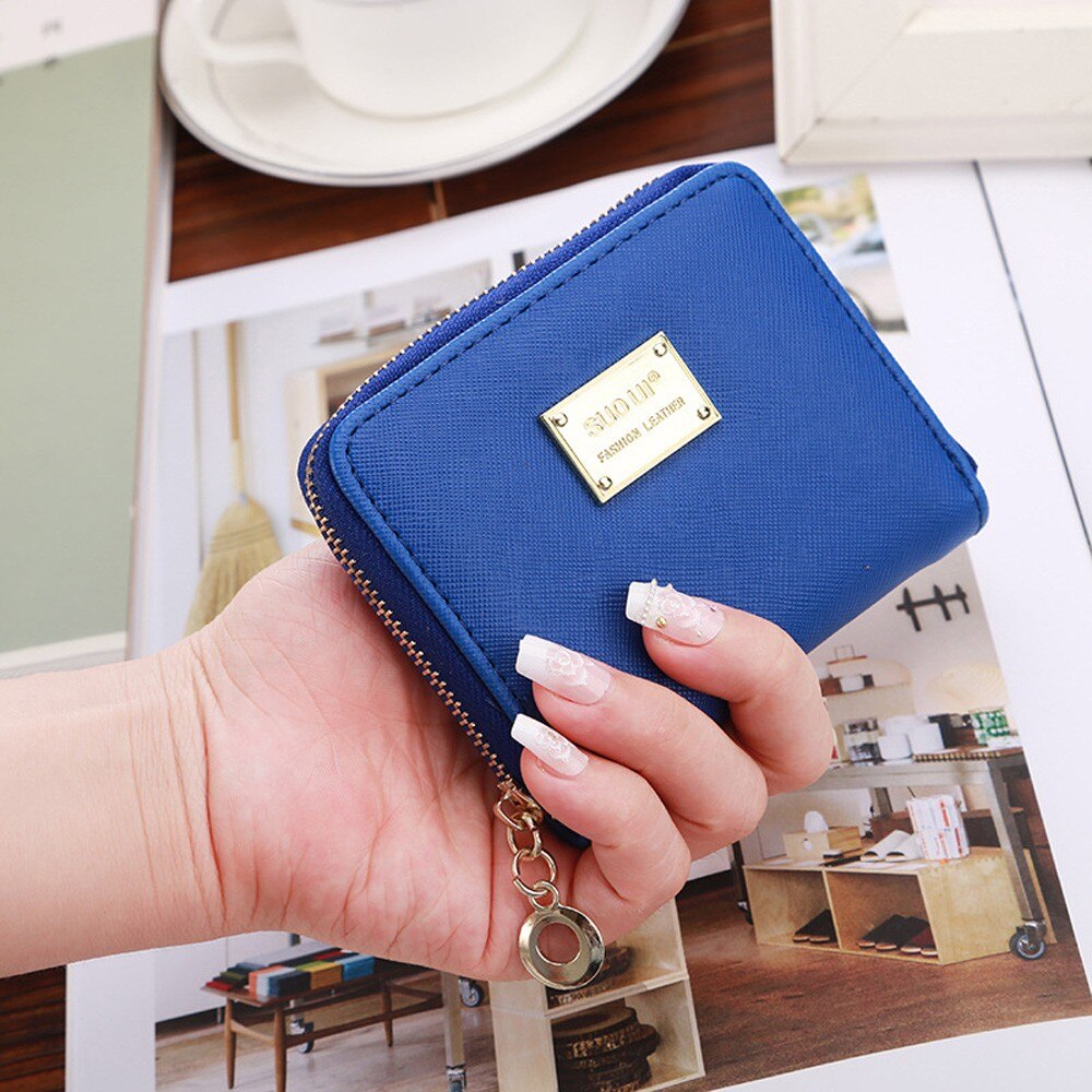 Women Ladies Leather Small Wallet Card Holder Zip Coin Purse Clutch Handbag portefeuille femme #20: Blue 