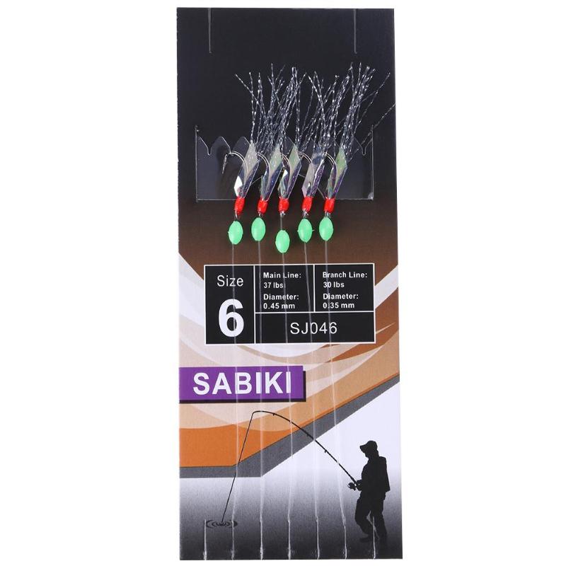 5pcs Simulation Barbed Sabiki Hook Rigs Size 6 for Lure Fishing Accessories