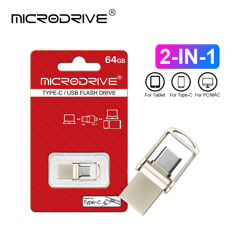 Mini metalen otg type-c pendrive usb geheugenstick 16gb 32gb 8gb usb flashkaart 128gb 256g 512g type-c pendrive
