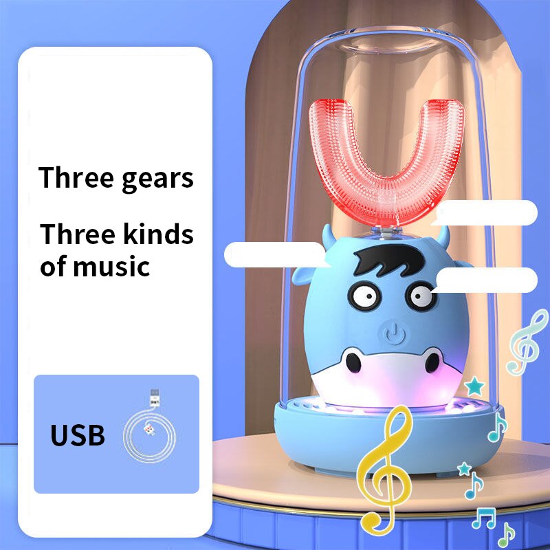 Smart 360 Degrees Automatic Sonic Electric Toothbrush U Type Charging Tooth Whitening Children's Tooth Brush XaoMi Home Child: blue 1-9