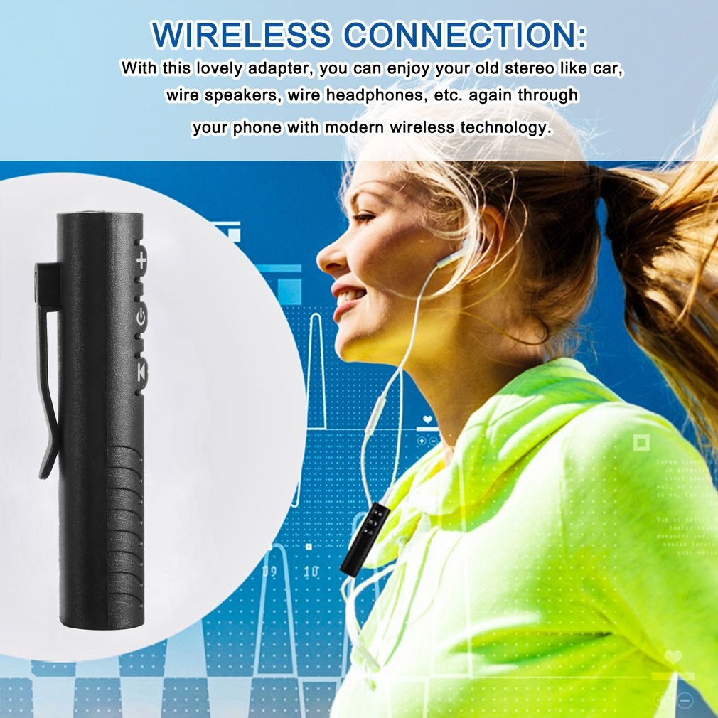 Kit de manos libres compatible con Bluetooth para coche, receptor adaptador de Audio MP3 y música inalámbrico con conector de 3,5mm para auriculares