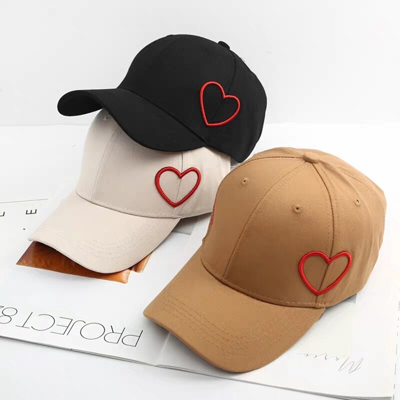 Baseball Tennis Cap Casual Style Heart Bow Embroidered Sunshade Cotton Blend Hat Headwear Outdoor Sportswear For Lovers