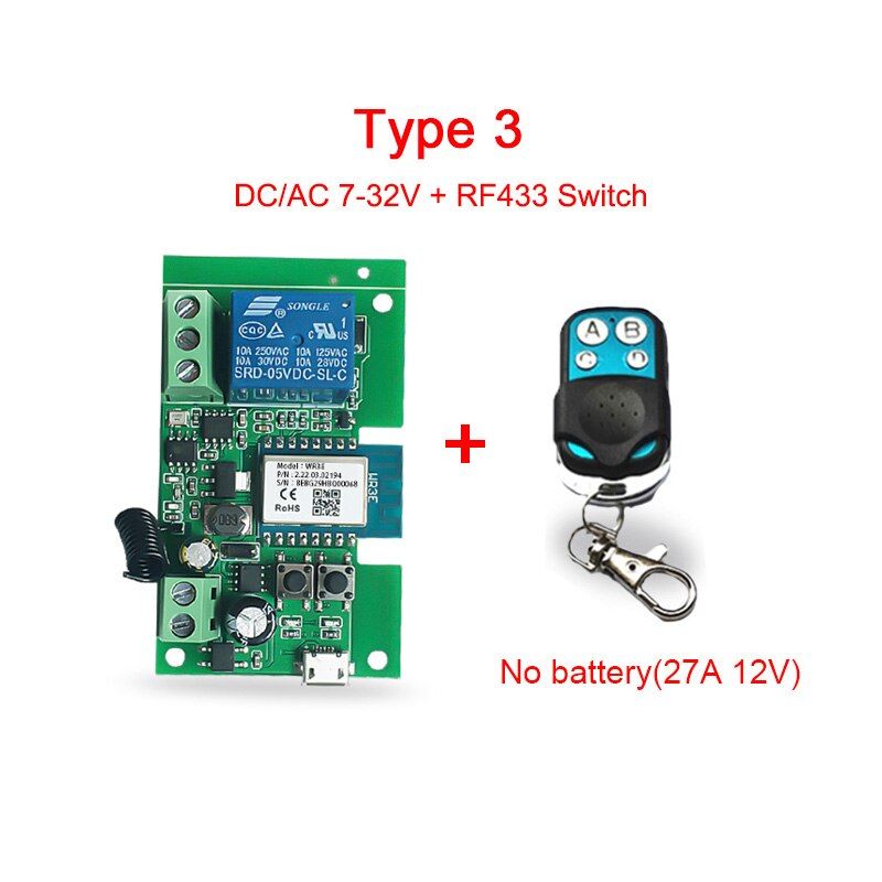 AllbeAi Tuya Smart Life,DC5V 12V 24V 32V Wifi Smart Switch,Intelligent Home Module, inching mode,RF433 Wireless Remote Control: Type 3