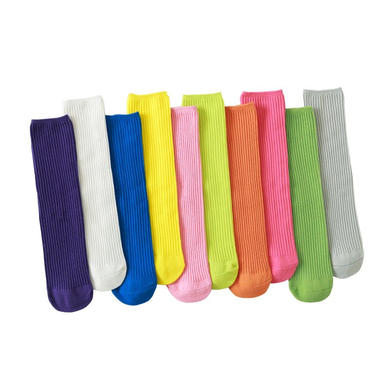 10 colori. Calzini alti al ginocchio Color caramella per bambini. Calzini lunghi per bambini in morbido cotone. Calzino lavorato a maglia per bambini 12T