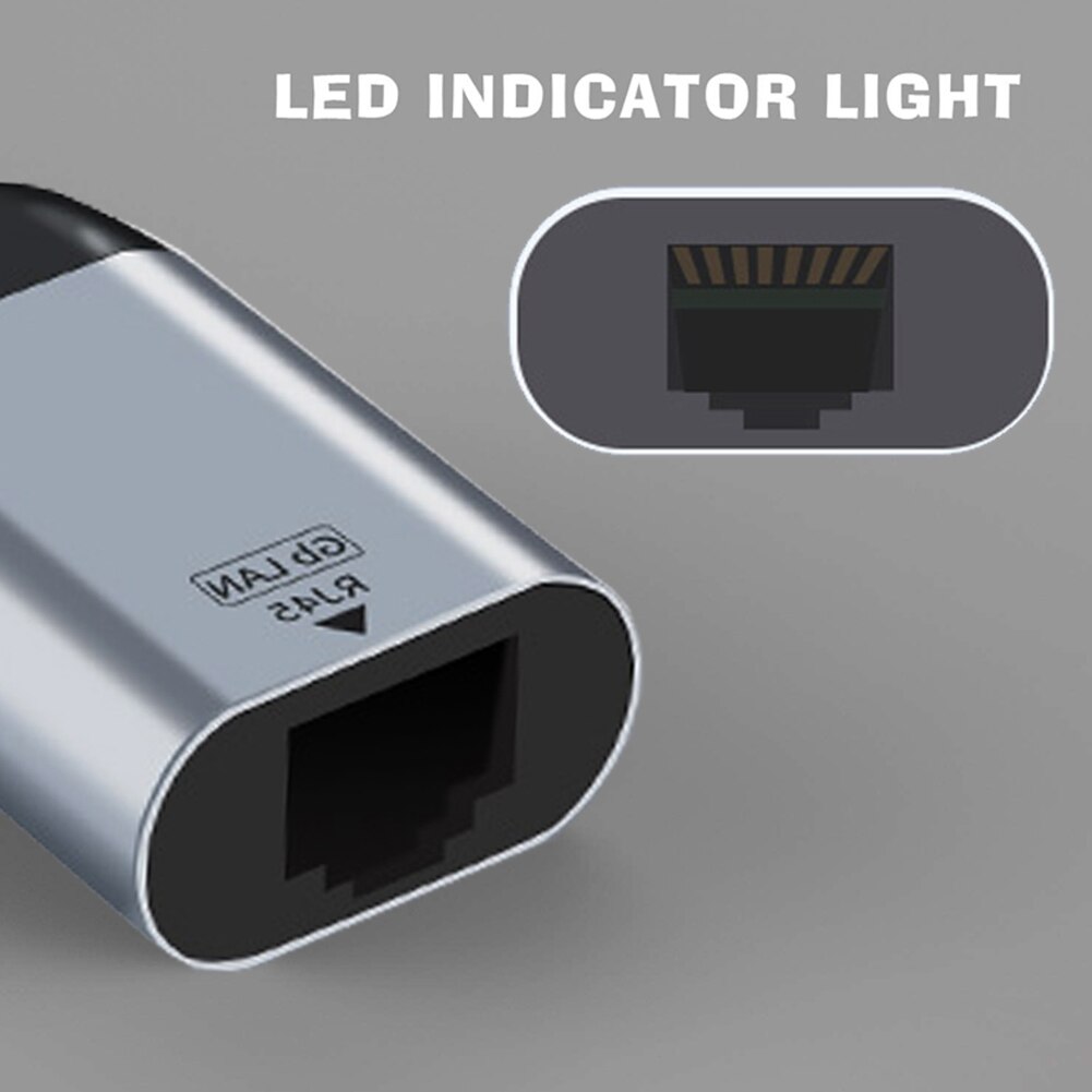Computers Draagbare Aluminiumlegering Netwerk Hub Type-C 1-Gigabit Games Grey Travel Usb C Naar Ethernet Adapter Voor Thunderbolt 3