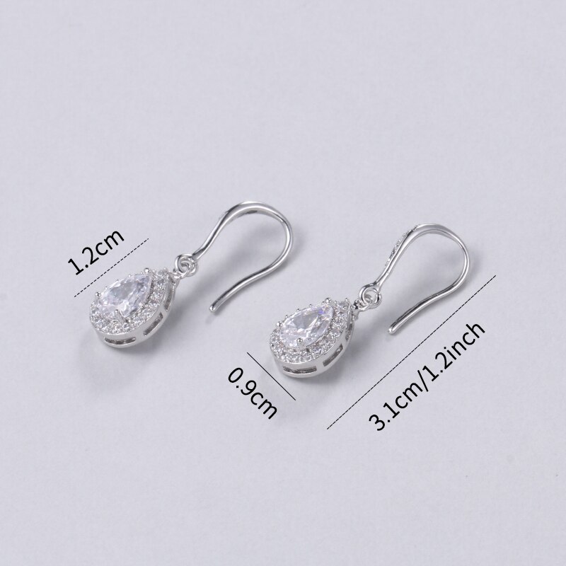 Weimanjingdian Halo Teardrop Zirconia Cz Bruiloft Armband En Oorbel Bruids Sieraden Set Bruidsmeisje Sieraden