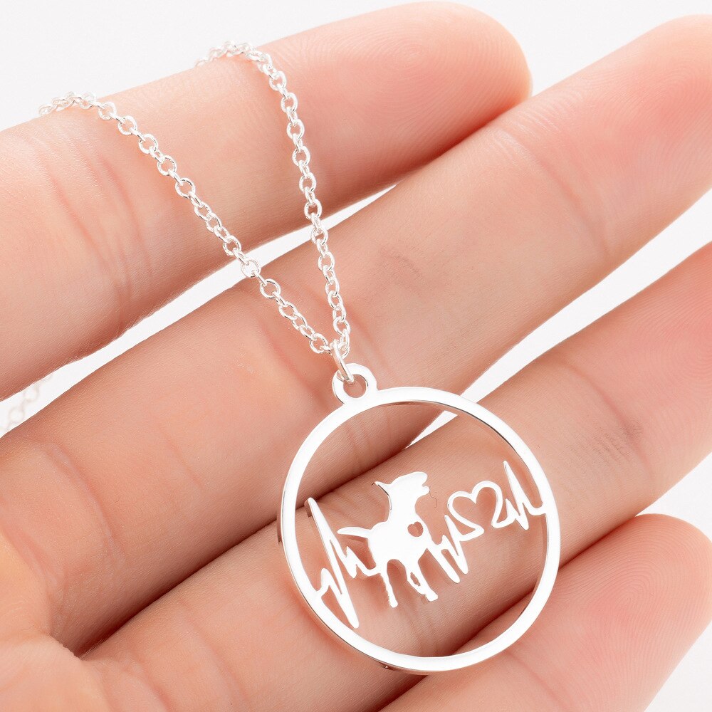 Pet Dog Footprints Paw Necklace Bulldog Chihuahua Dachshunds Bull Terrier Animal Necklaces Ecg Pendants For Women: Bull terrier / Gold