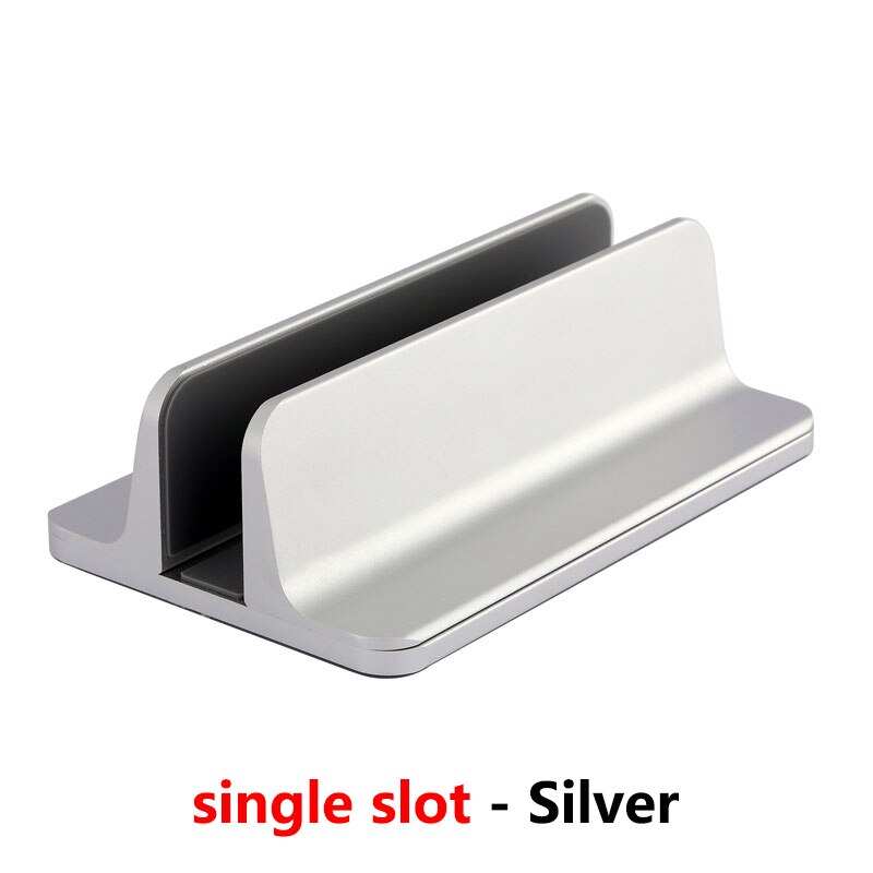Til macbook air pro lodret stativ holder desktop justerbar metal aluminiumslegering computer notebook laptop holder tilbehør: Sølv enkelt slot