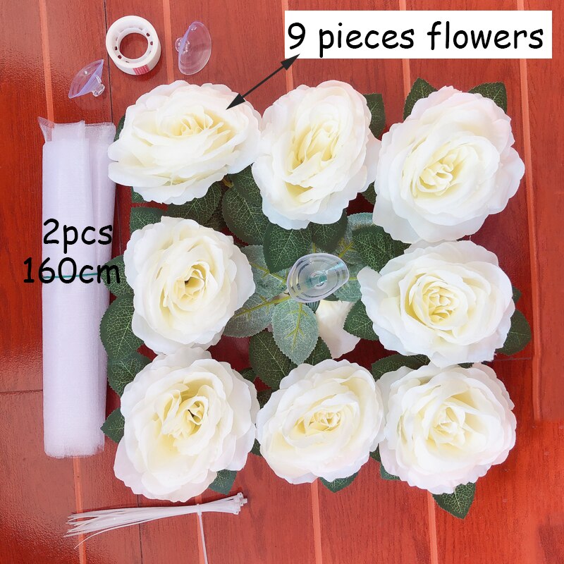 White Rose Artificial Flower for Wedding Car Decor... β Grandado
