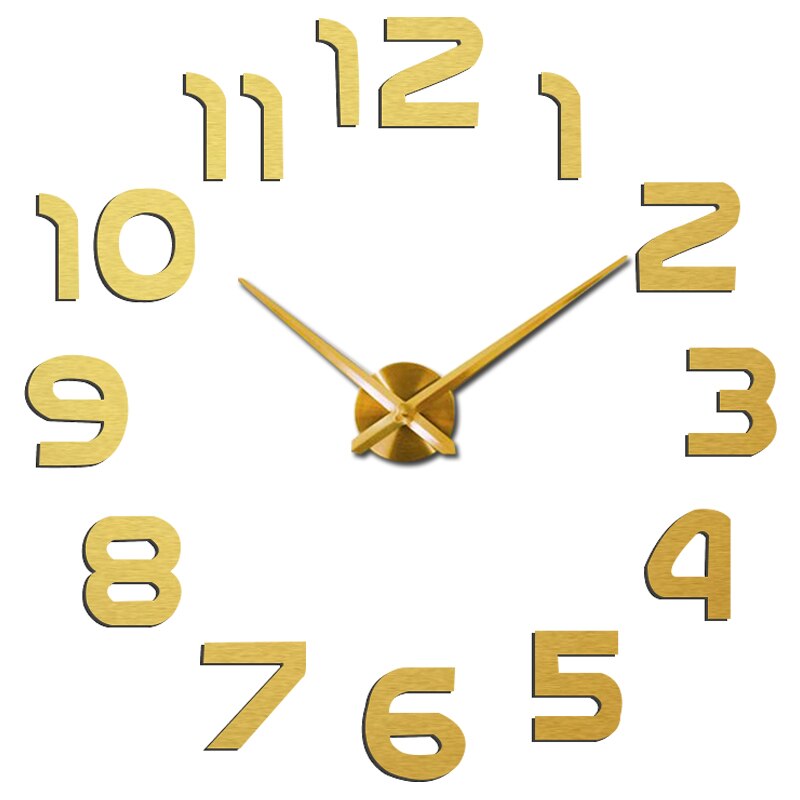 3D Big Wall Clock DIY Acrylic Mirror Wall Sticker Clocks Watch Quartz Horloge reloj de pared Modern Living Room Home Decor: Gold / 47 inch