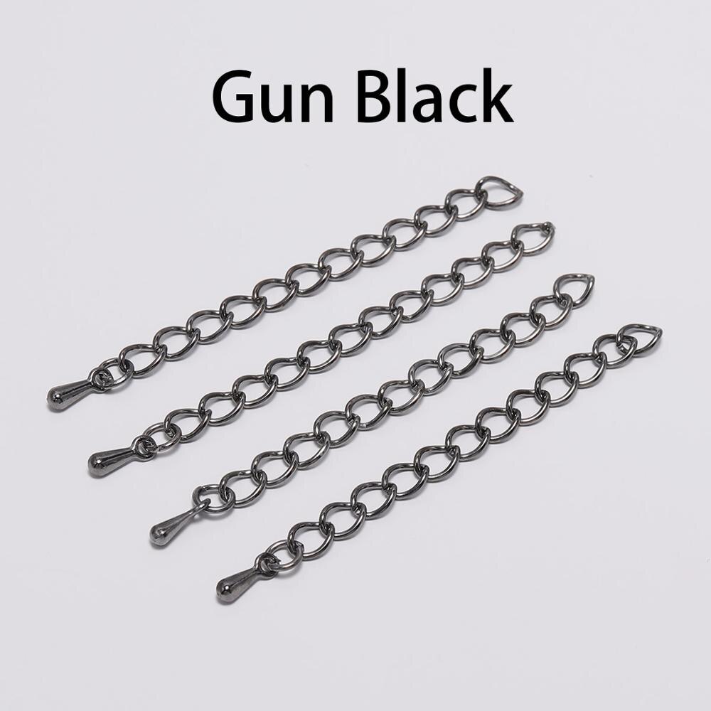 20 stks/partij 50-70mm Uitgebreide Uitbreiding Staart Keten Connectors Water End Kralen Voor DIY Sieraden Maken armband Ketting: S / Black