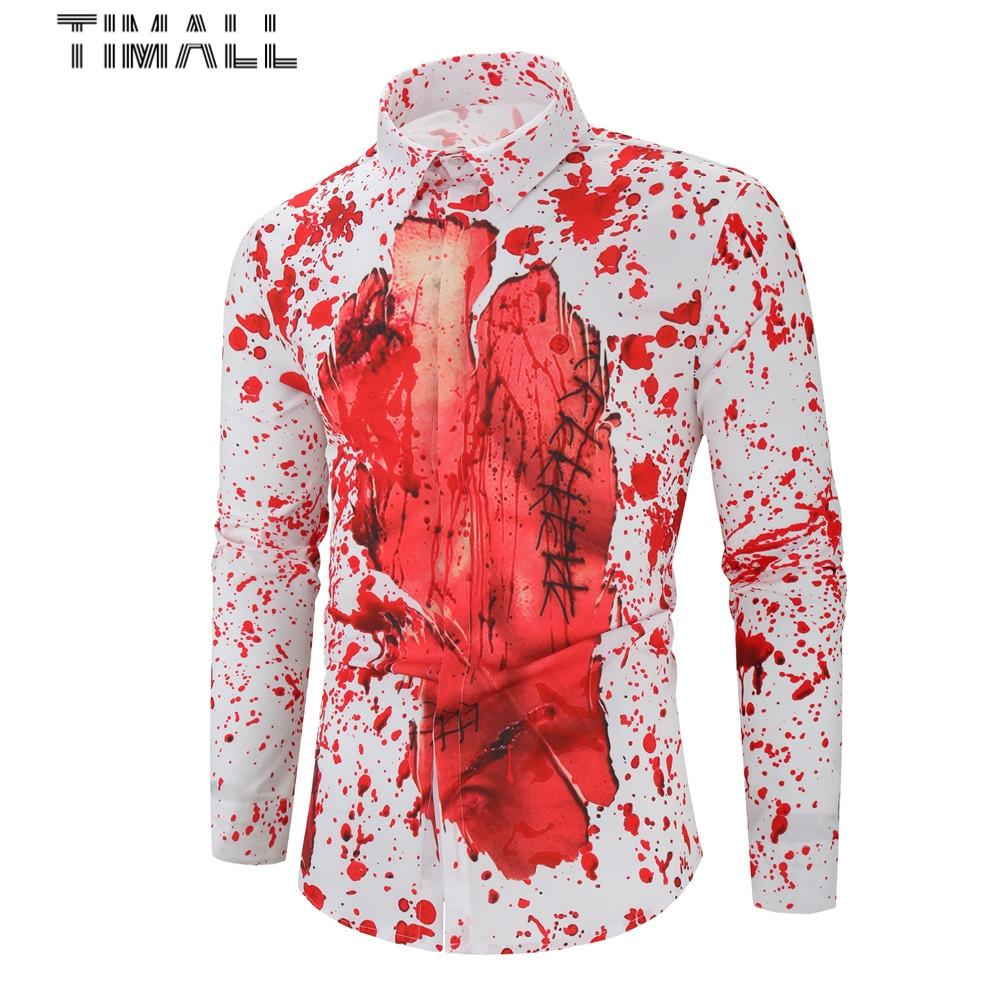 Halloween skrekk blod skjorte menn pluss størrelse skjorter menn uformelt 3d skrive ut streetwear topper