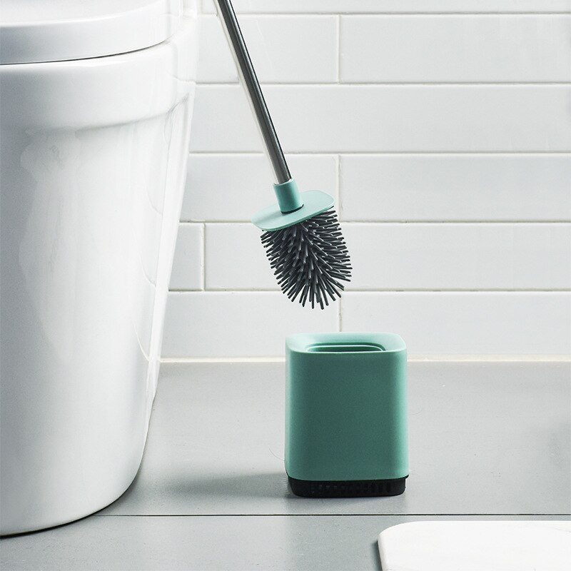 Toiletbørste langt håndtag blødt hår toilet rengøringsbørste sæt silikone ingen dødvinkel væghængende hulfri toilet rengøringsbørste