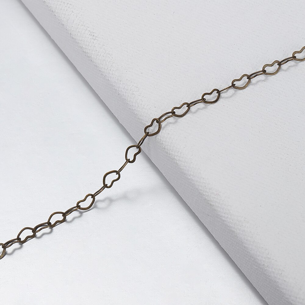 1Meter Halskette Herz Stern Kette Silber KC Gold Kupfer Verknüpfung Ketten Armbinde für Schmuck, sterben DIY Handgemachten Handwerk: Bronze--3.2x5.2Herz