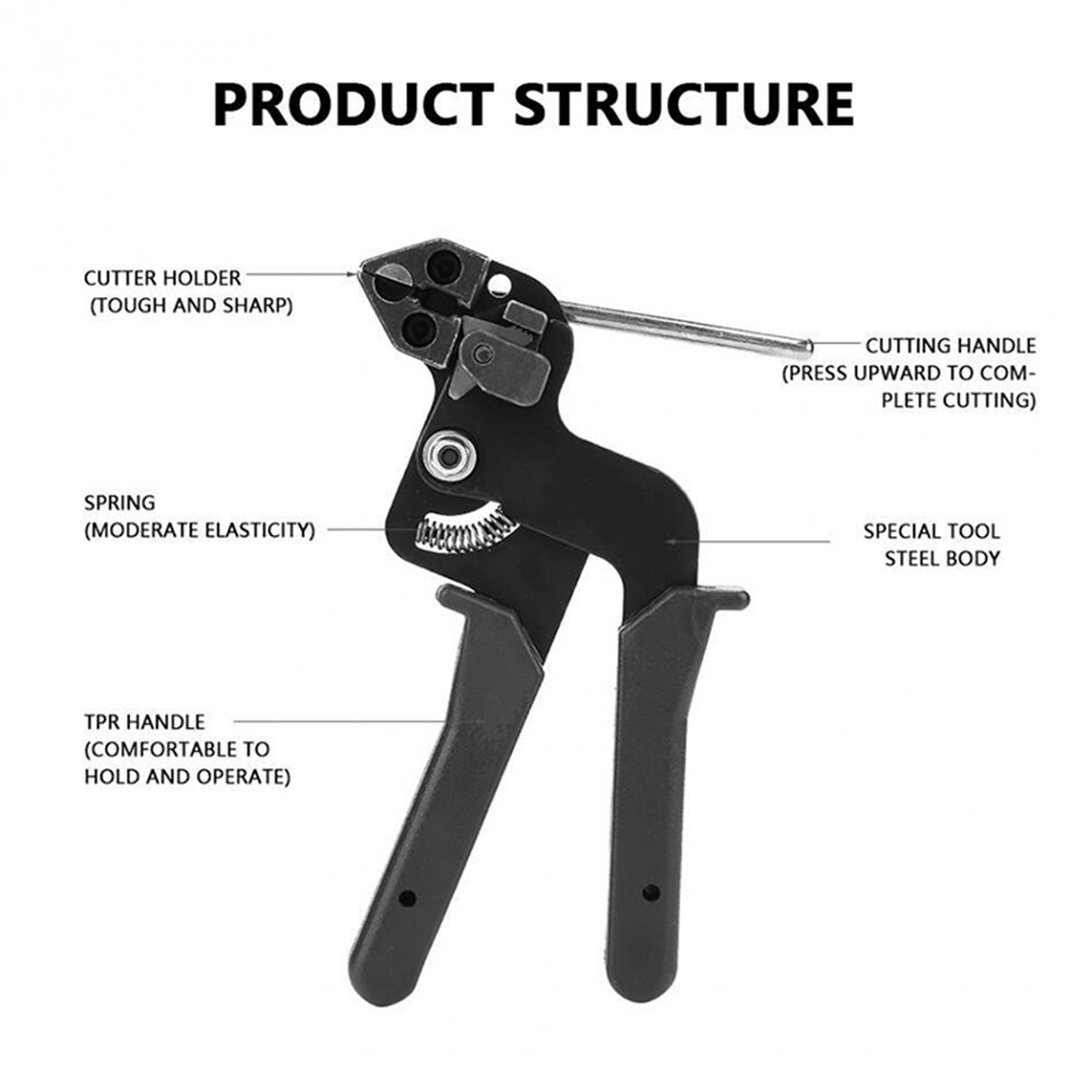 Rvs Cable Tie Gun Spanrol Cutter Tang Hand Cable Tie Fastener Tool Kabelbinder tang Hoge hardheid en sterke