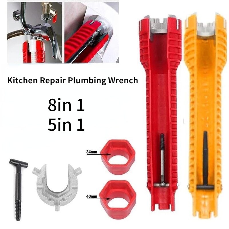 8 In 1 Anti-Slip Multi Sleutel Keuken Reparatie Sanitair Wrench Tool 8 In 1 Goot Magic Wrench Sink kraan Sanitair Gereedschap Magic Wrench